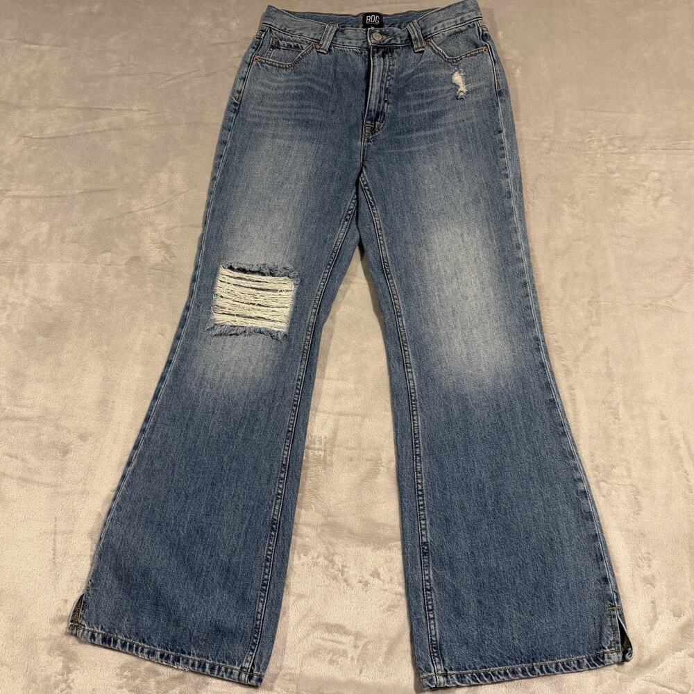 BDG Urban Outfitters Distressed Wide-Leg Jeans Blue High Rise Womens Size 28
